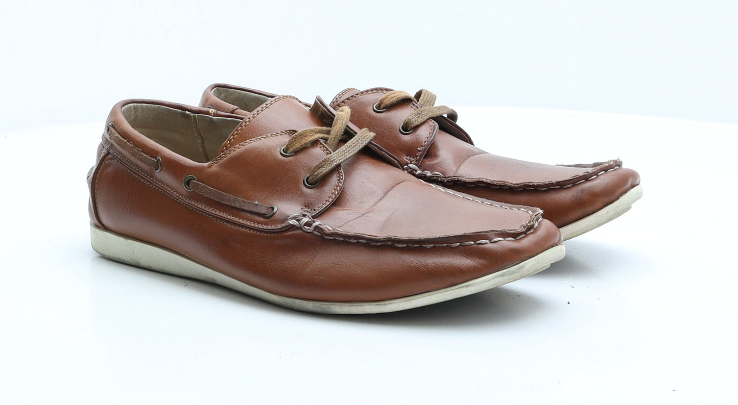 NEXT Mens Brown Faux Leather Boat Shoe Casual UK 9 EUR 43