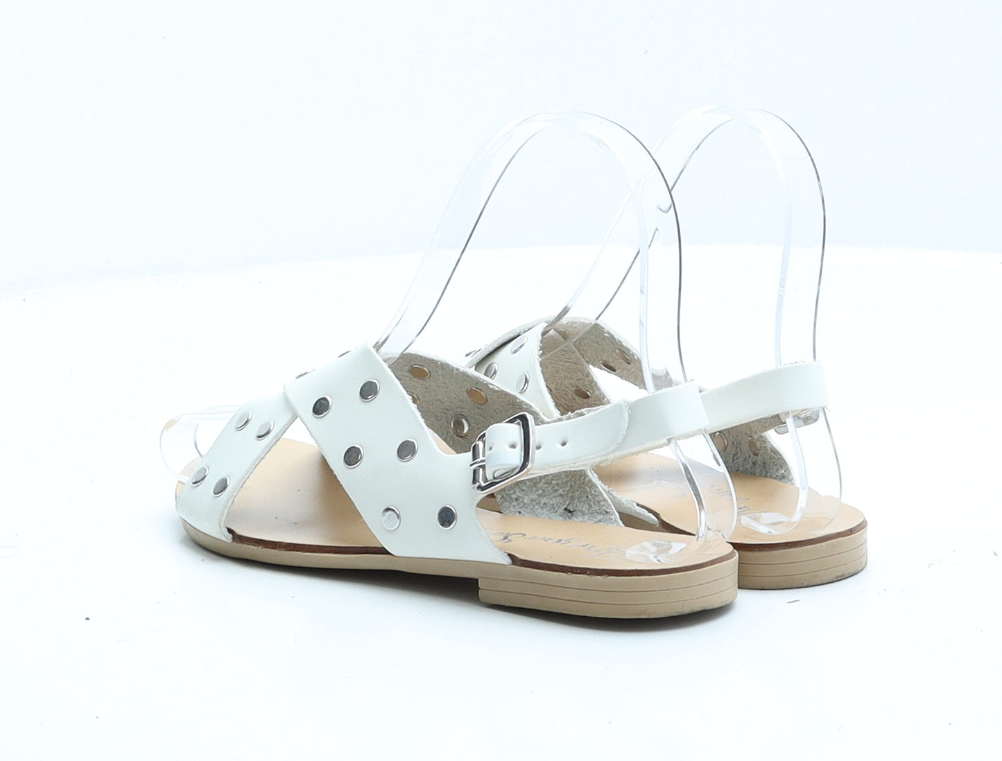 George Girls White Faux Leather Strappy Sandal UK 1 EUR 33