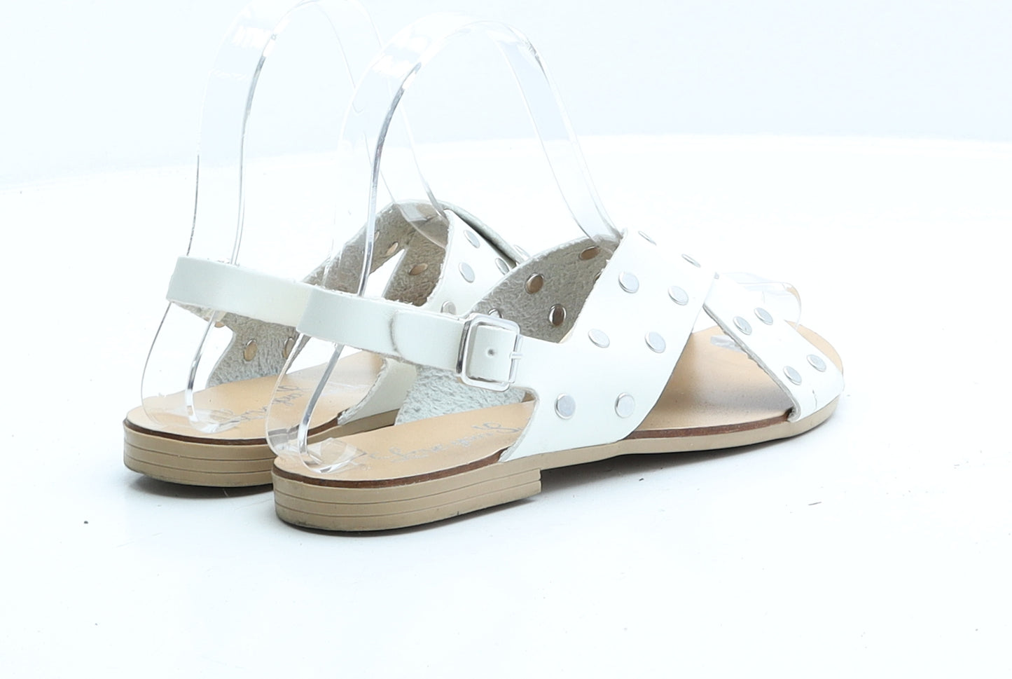 George Girls White Faux Leather Strappy Sandal UK 1 EUR 33