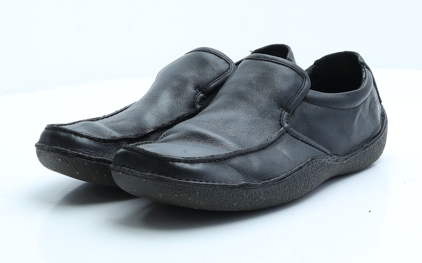 Clarks Mens Black Faux Leather Slip On Casual UK 8.5 EUR 41.5