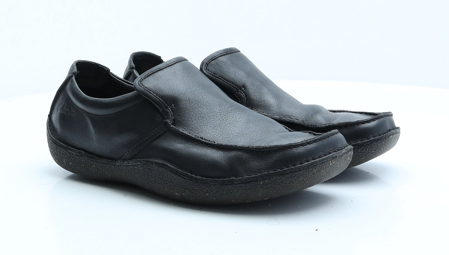 Clarks Mens Black Faux Leather Slip On Casual UK 8.5 EUR 41.5