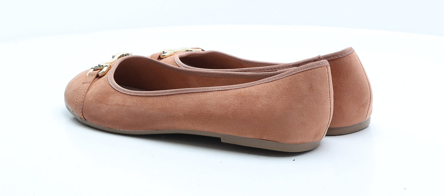Evans Womens Brown Faux Suede Ballet Flat UK 9 EUR 42