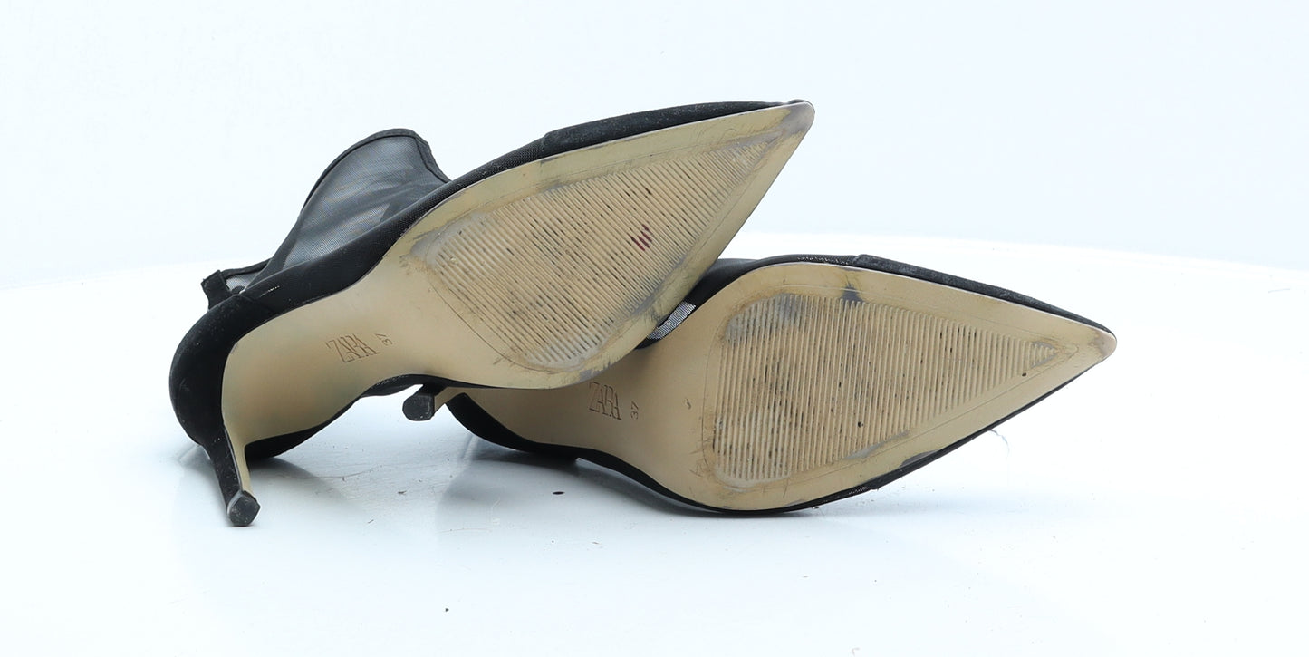 Zara Womens Black Polyester Bootie Boot UK 4 EUR 37