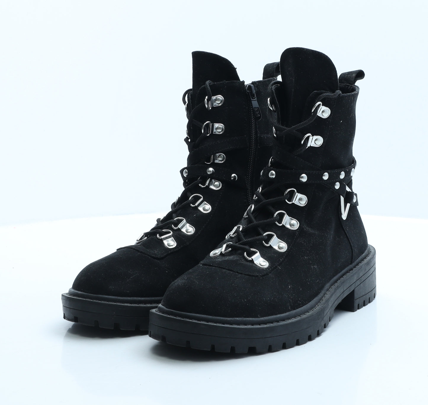 Preworn Womens Black Polyester Combat Boot UK 5 EUR 38