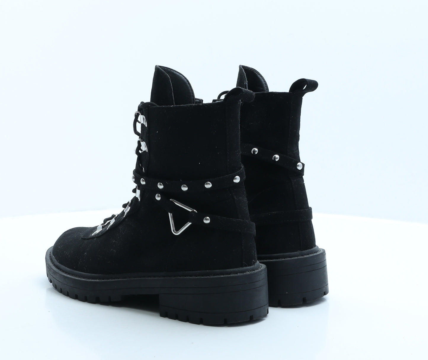 Preworn Womens Black Polyester Combat Boot UK 5 EUR 38