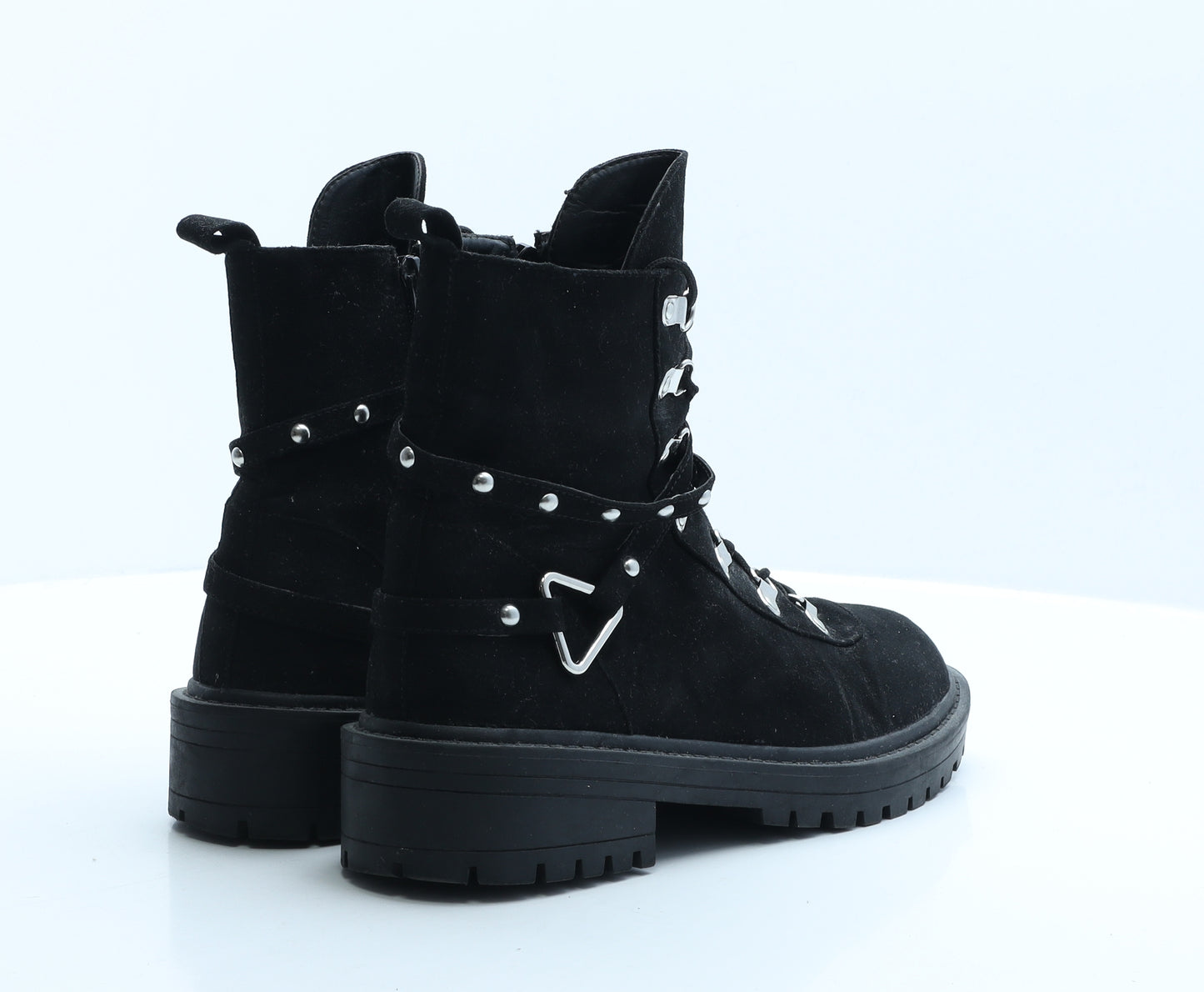 Preworn Womens Black Polyester Combat Boot UK 5 EUR 38
