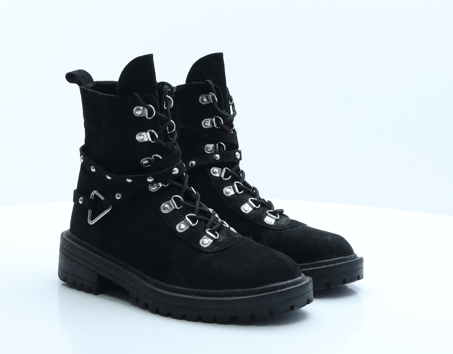 Preworn Womens Black Polyester Combat Boot UK 5 EUR 38