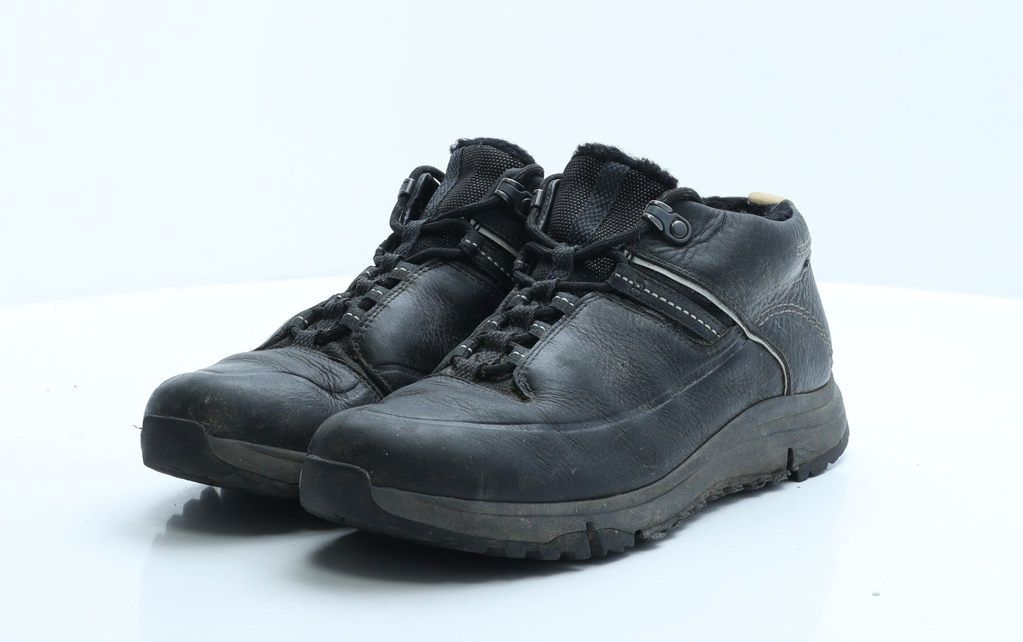Clarks Womens Black Faux Leather Combat Boot UK 6 EUR 39