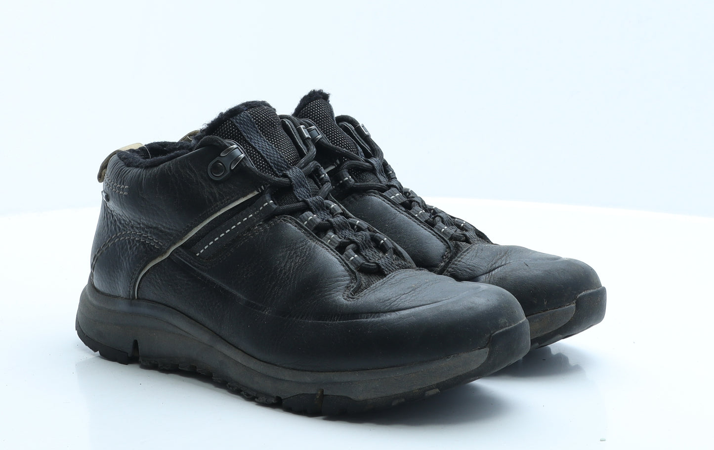 Clarks Womens Black Faux Leather Combat Boot UK 6 EUR 39