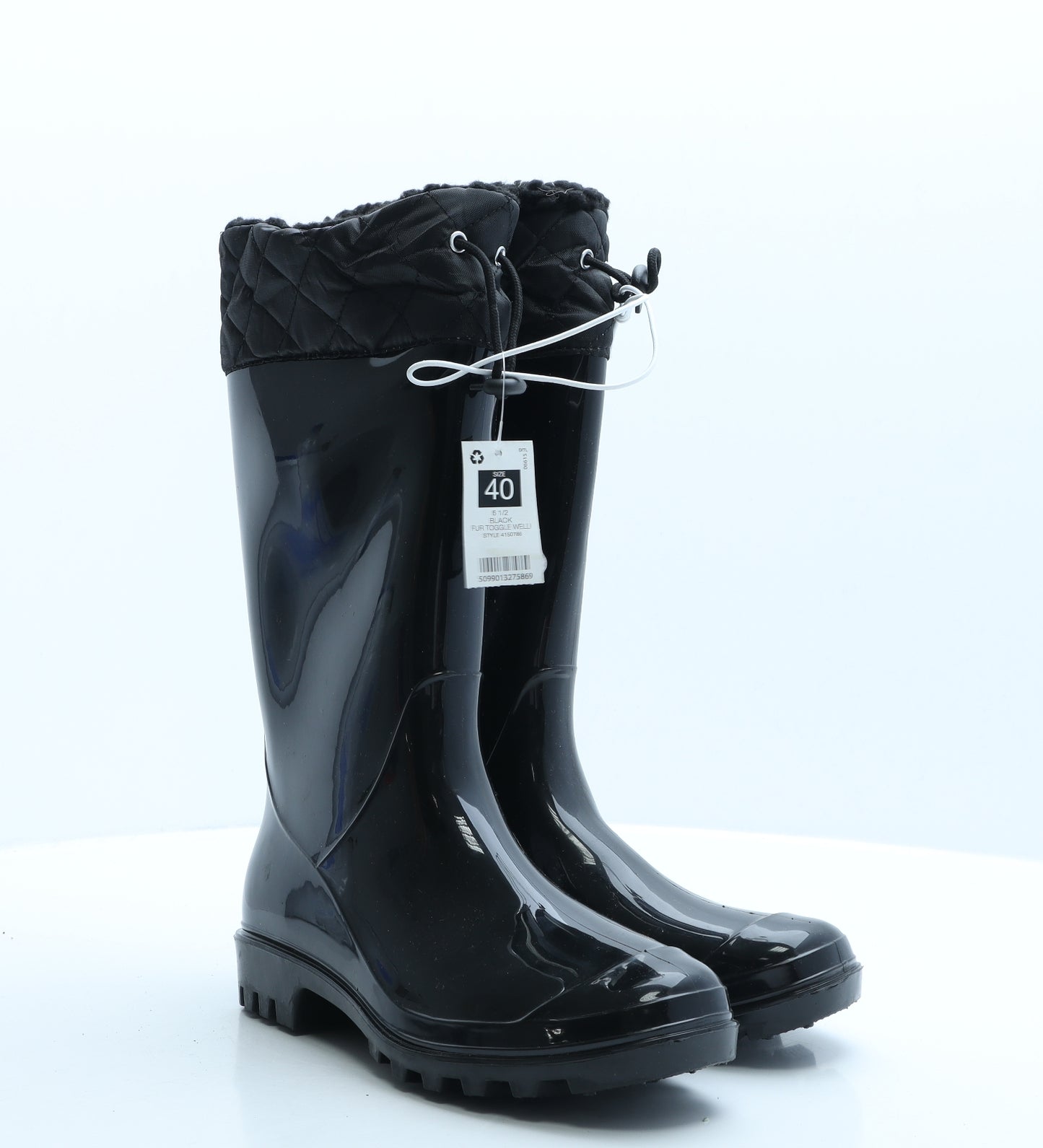 Dunnes Stores Womens Black Vinyl Wellies Boot UK 7 EUR 40