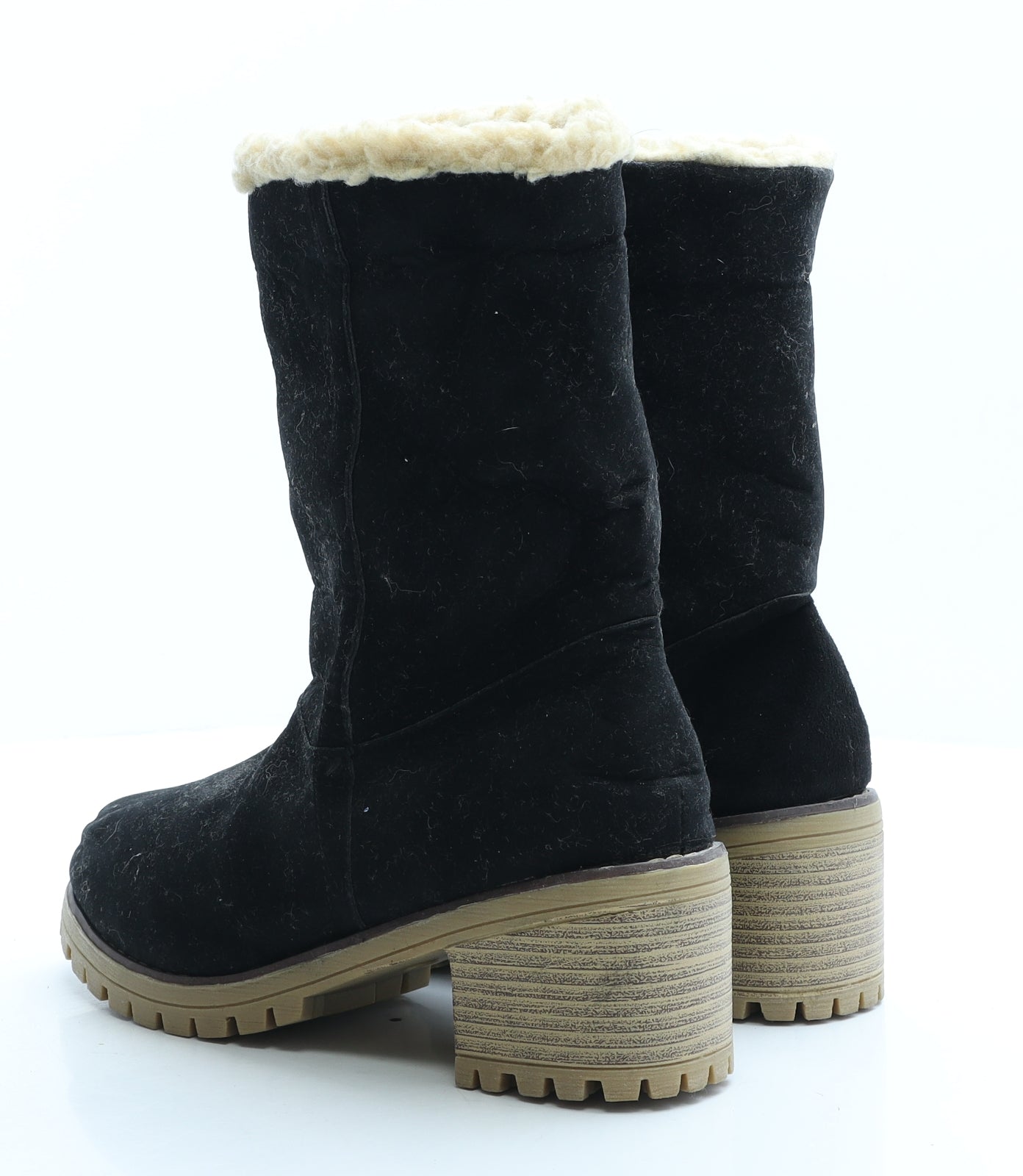 Preworn Womens Black Polyester Shearling Style Boot UK 5 EUR 38