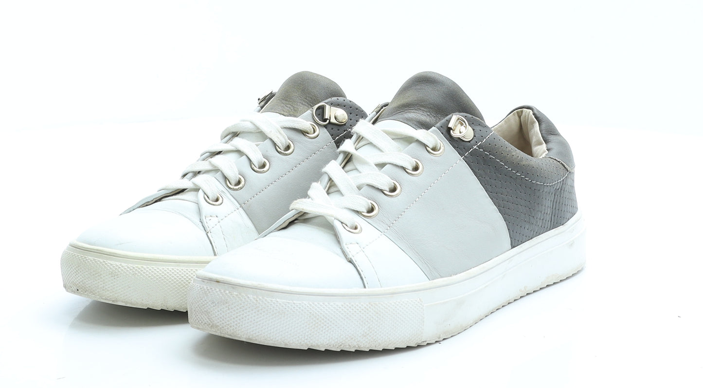 Jasper Conran Womens White Colourblock Faux Leather Trainer UK 5 EUR 38
