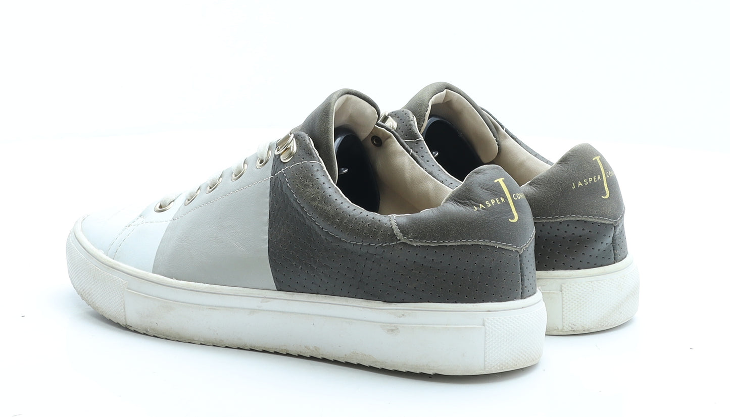 Jasper Conran Womens White Colourblock Faux Leather Trainer UK 5 EUR 38