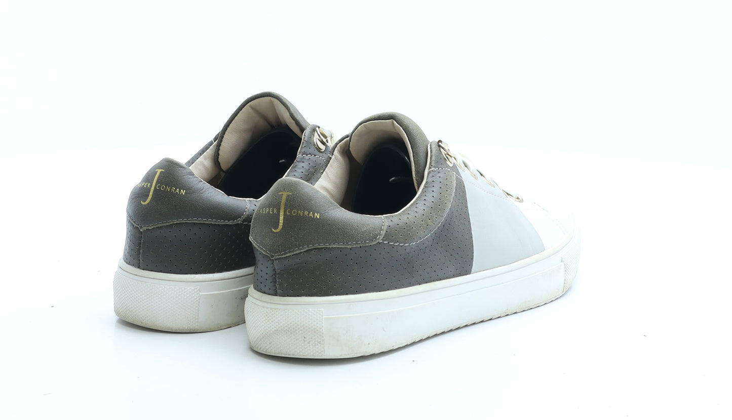 Jasper Conran Womens White Colourblock Faux Leather Trainer UK 5 EUR 38