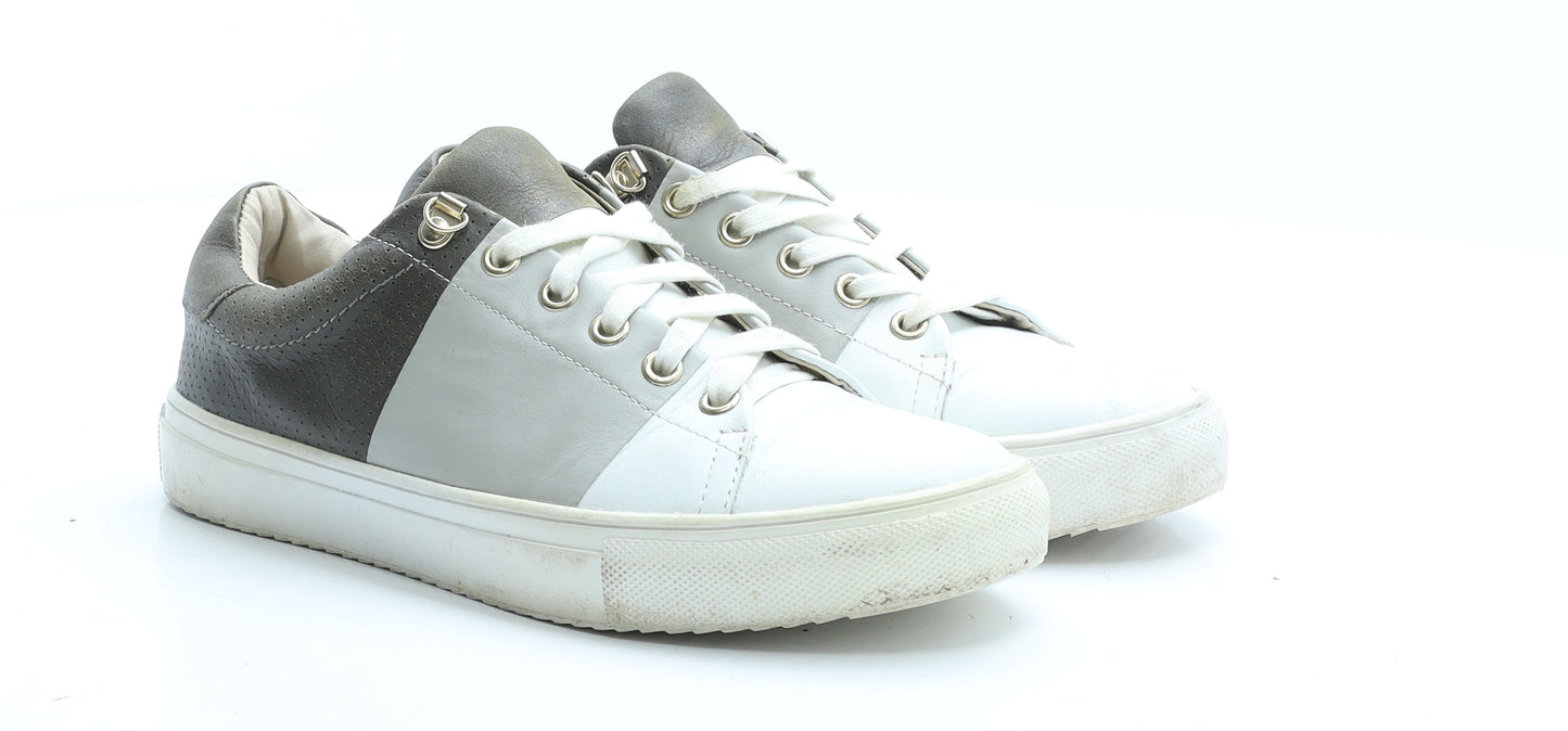 Jasper Conran Womens White Colourblock Faux Leather Trainer UK 5 EUR 38