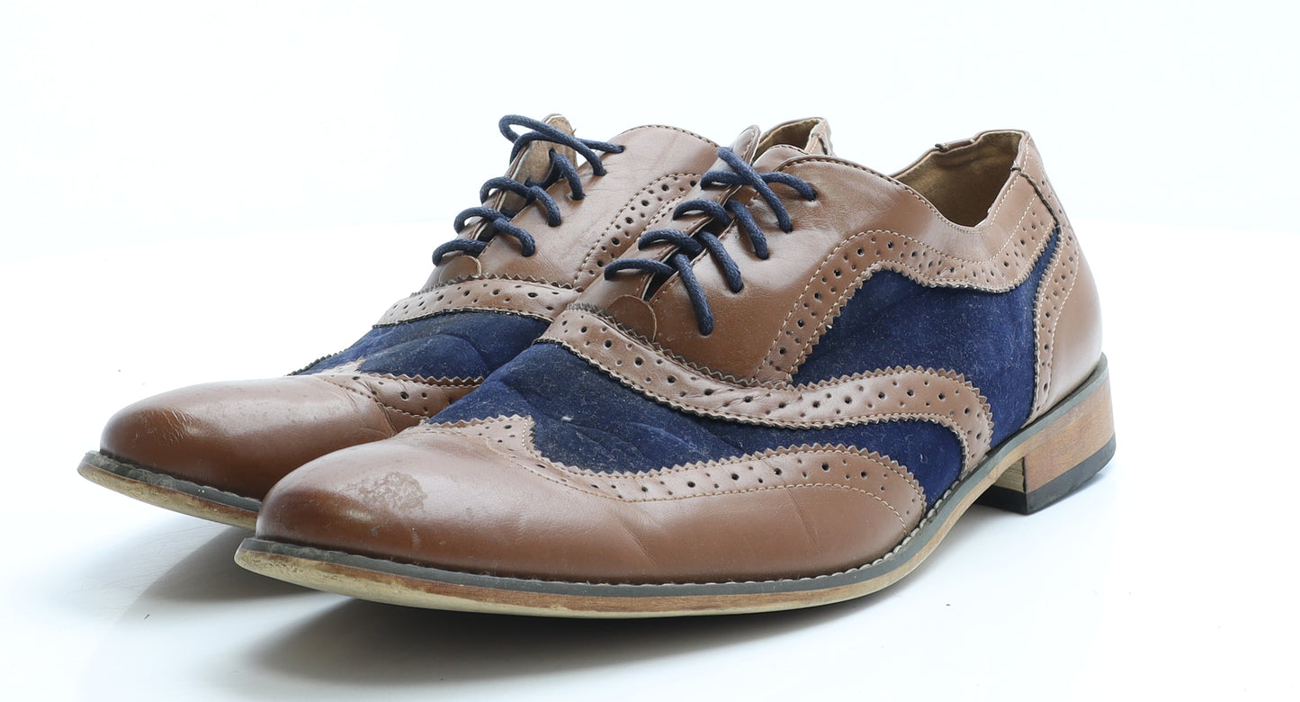Goor Mens Brown Faux Leather Brogue Dress UK 12 EUR 45.5
