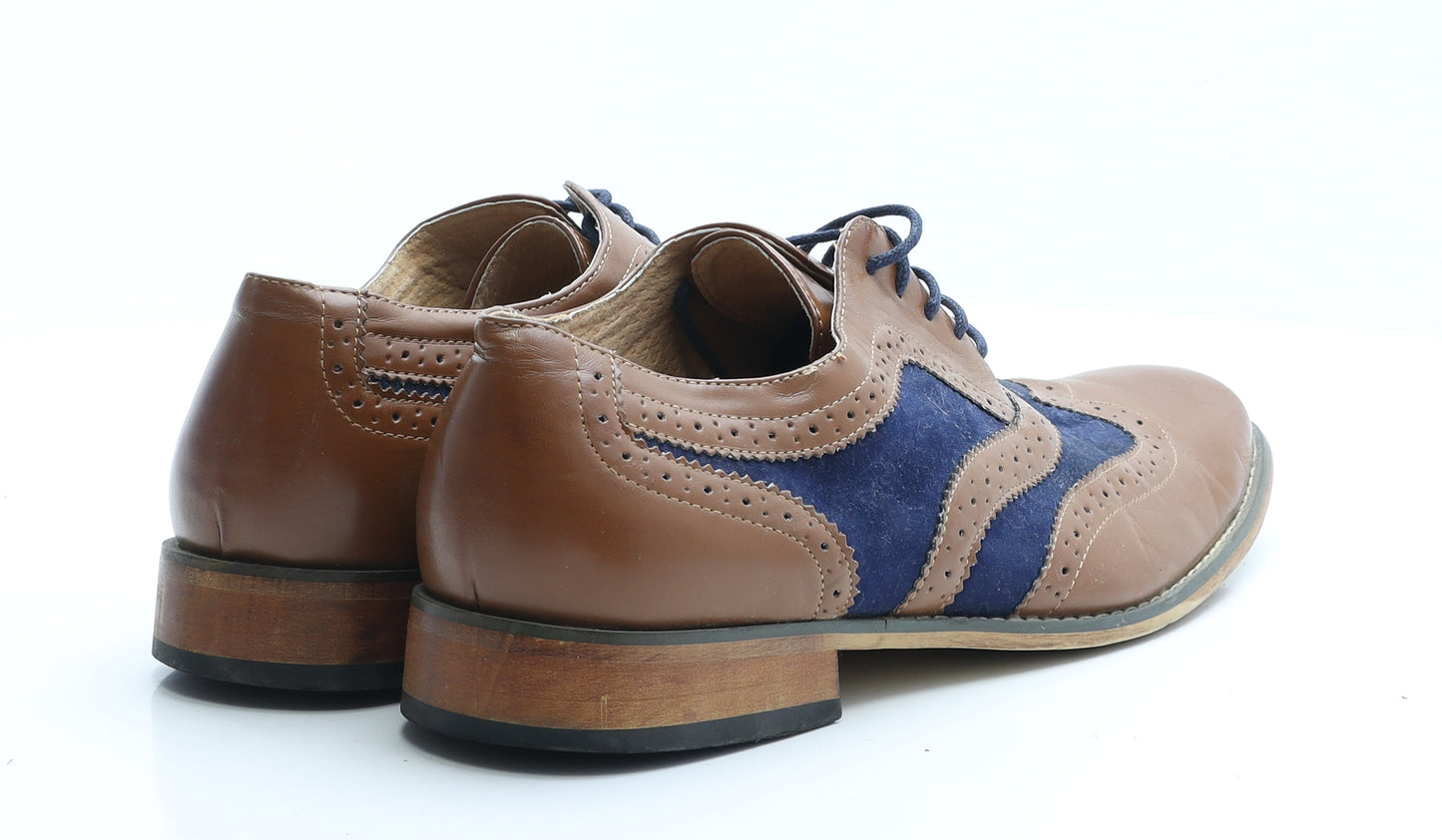 Goor Mens Brown Faux Leather Brogue Dress UK 12 EUR 45.5