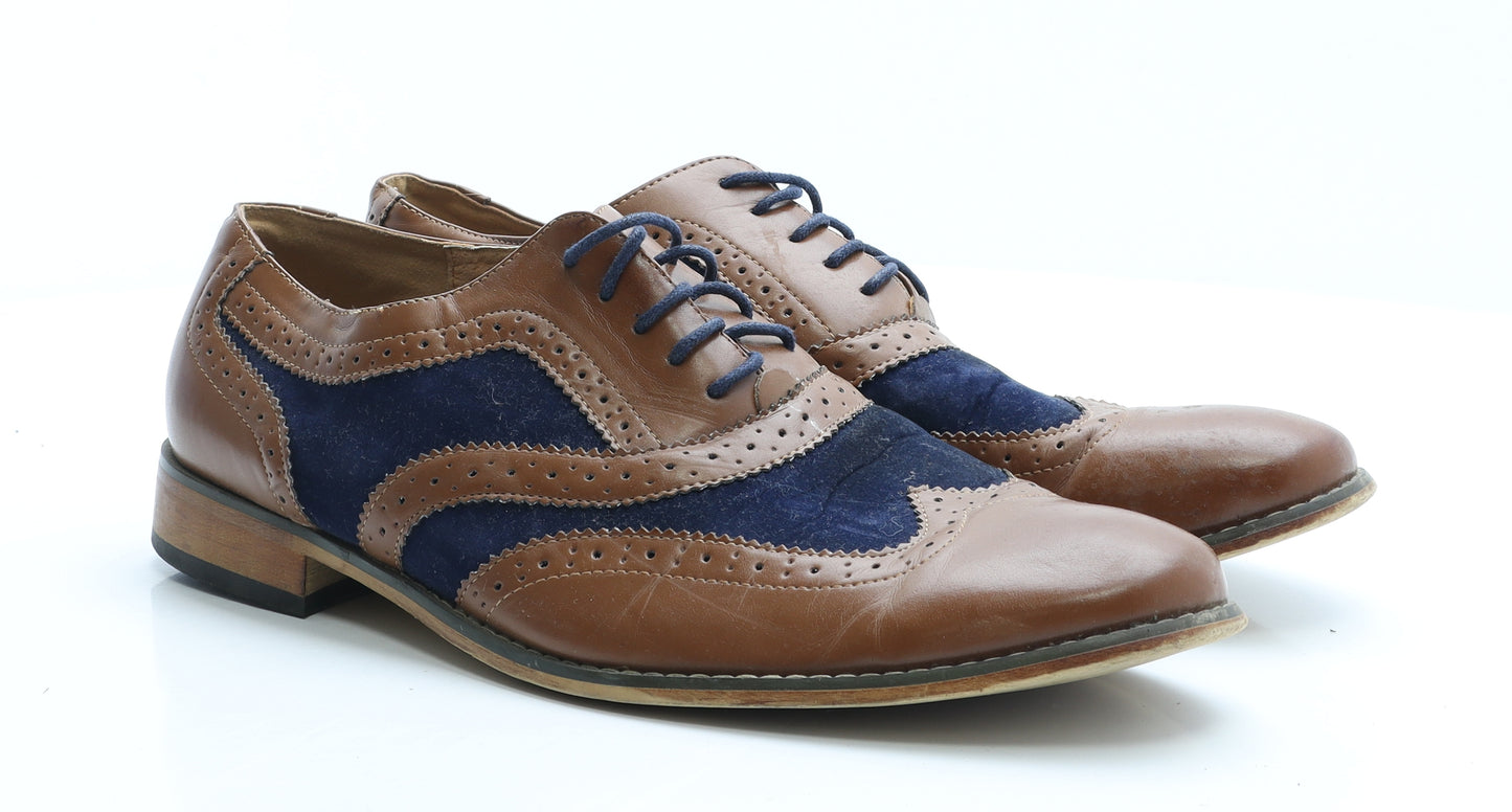 Goor Mens Brown Faux Leather Brogue Dress UK 12 EUR 45.5