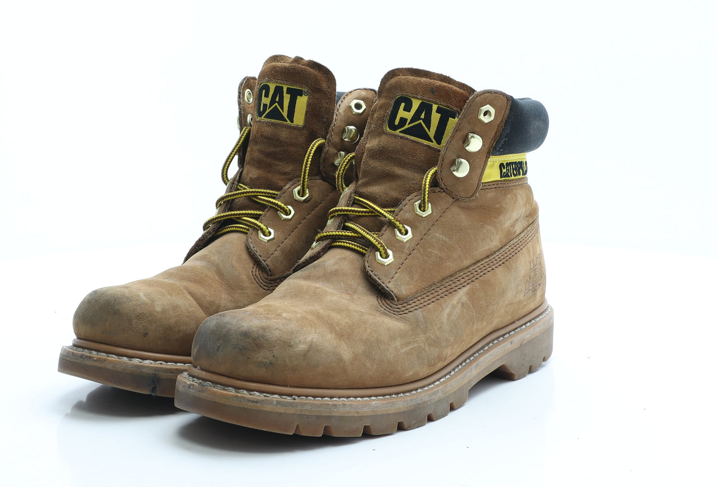 CAT Mens Brown Faux Leather Combat Boot UK 8 EUR 42