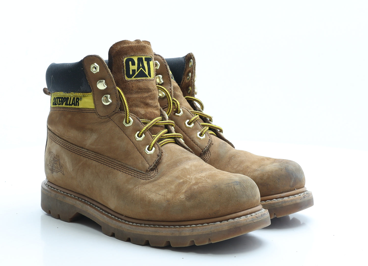 CAT Mens Brown Faux Leather Combat Boot UK 8 EUR 42