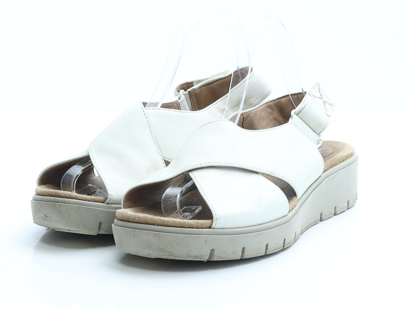 Cushion Walk Womens Ivory Faux Leather Strappy Sandal UK 6 EUR 39.5