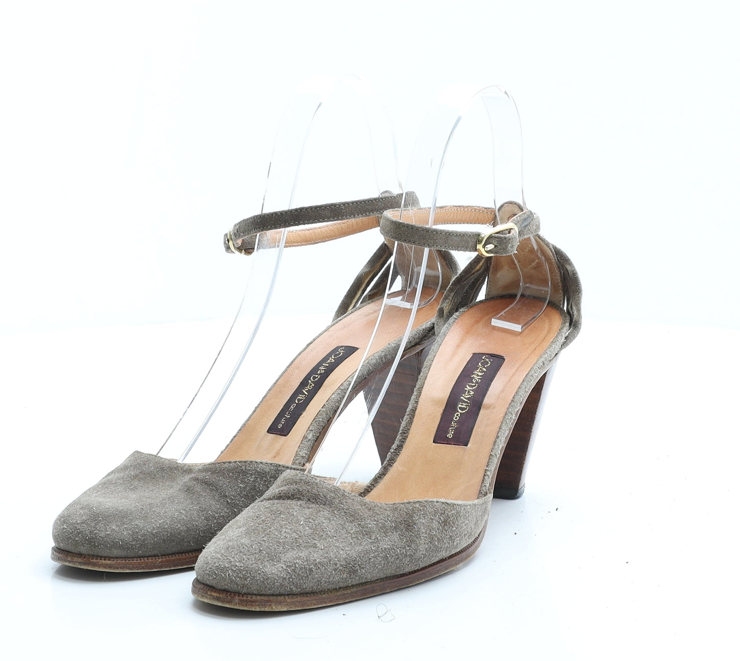 Joan&David Womens Grey Leather Strappy Heel UK 8 EUR 41