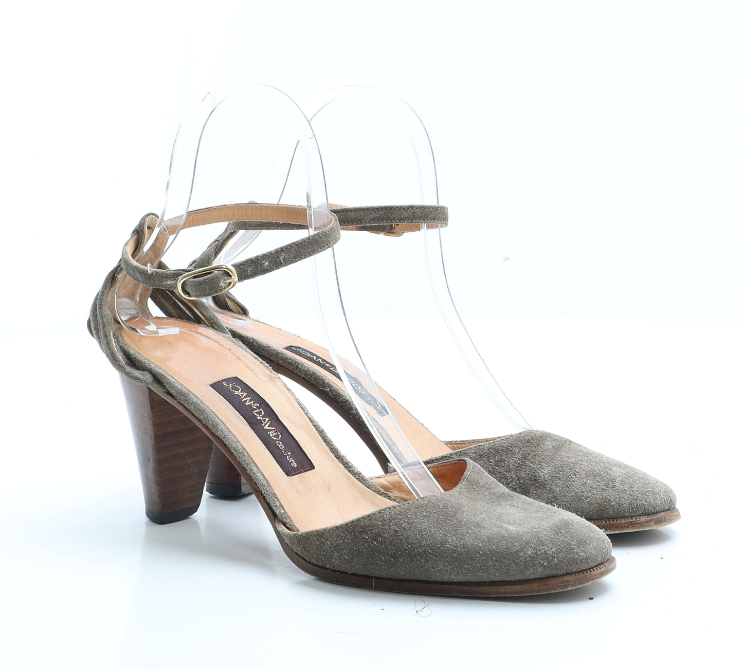 Joan&David Womens Grey Leather Strappy Heel UK 8 EUR 41