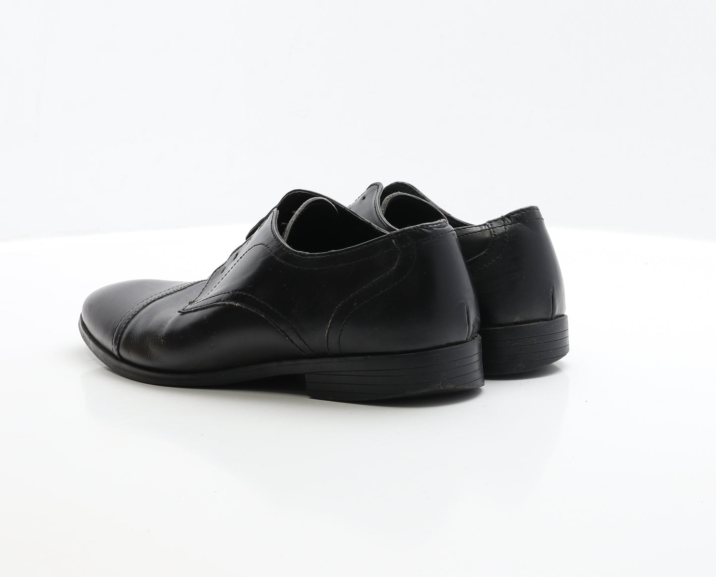 George Mens Black Leather Oxford Dress UK 7