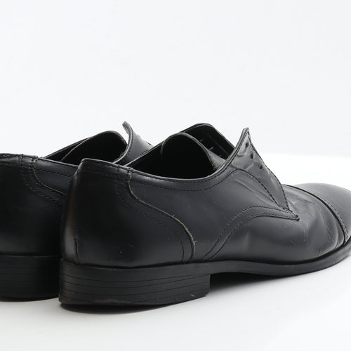 George Mens Black Leather Oxford Dress UK 7