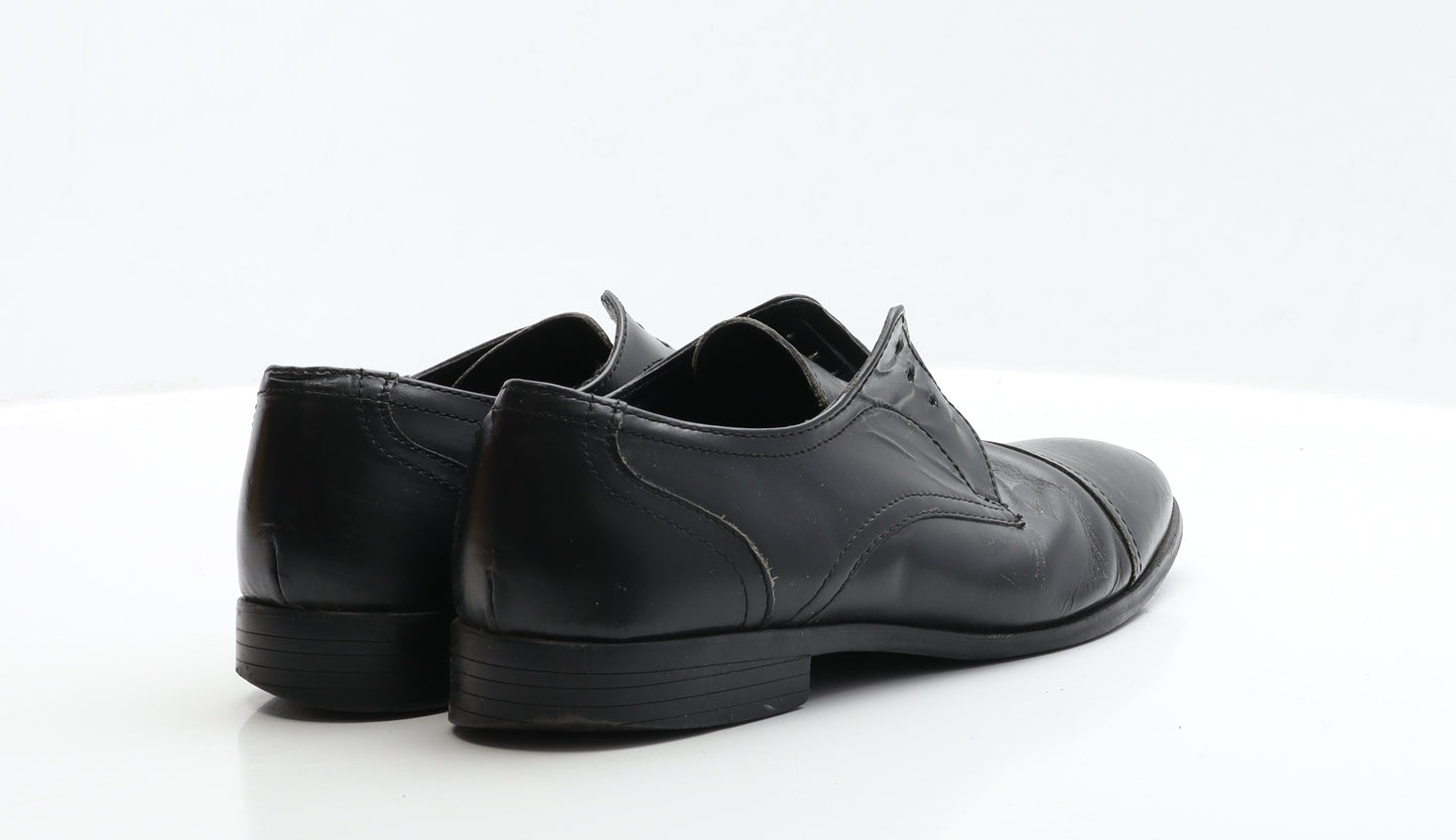 George Mens Black Leather Oxford Dress UK 7