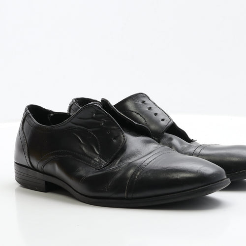 George Mens Black Leather Oxford Dress UK 7