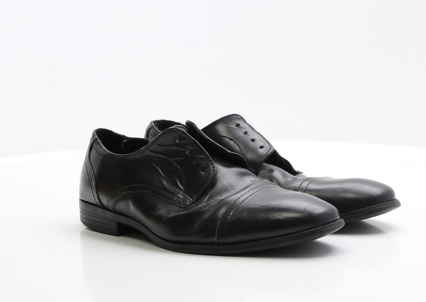 George Mens Black Leather Oxford Dress UK 7