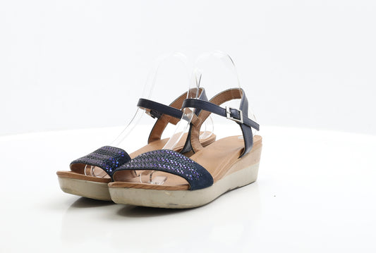 Preworn Womens Blue Polyester Strappy Heel UK 5 EUR 38