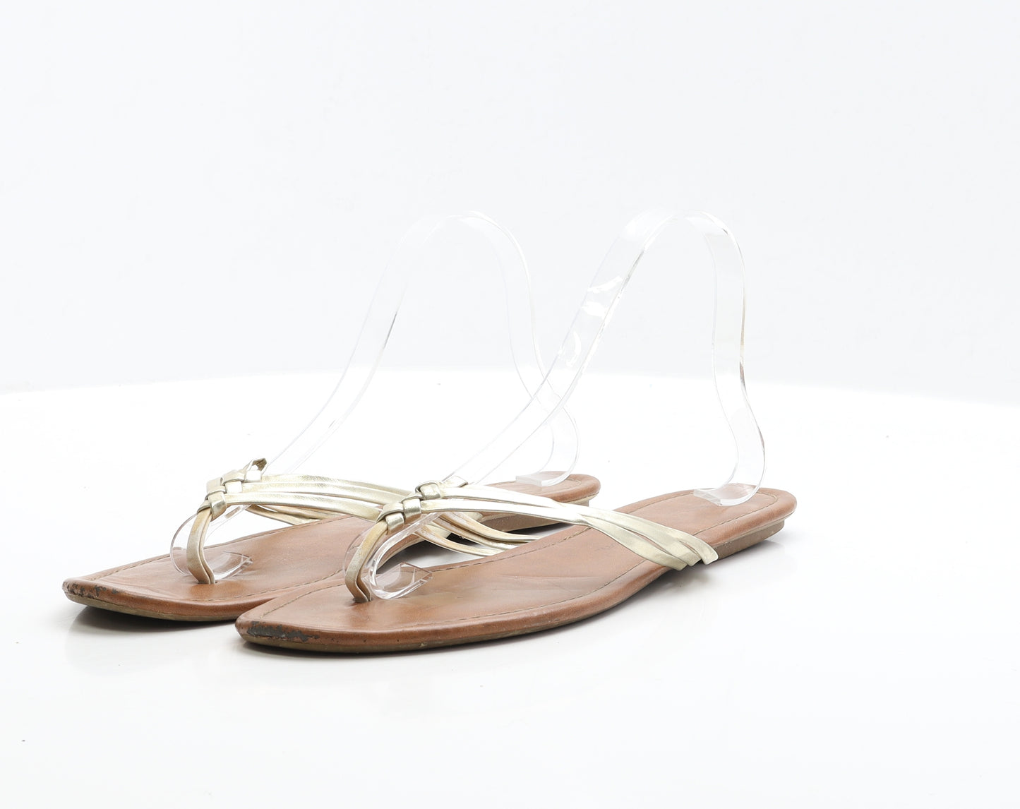 George Womens Gold Polyester Thong Sandal UK 8 EUR 42