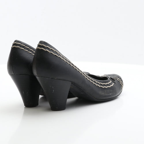 Debenhams Womens Black Leather Court Heel UK 7 EUR 40 - Wide Fit