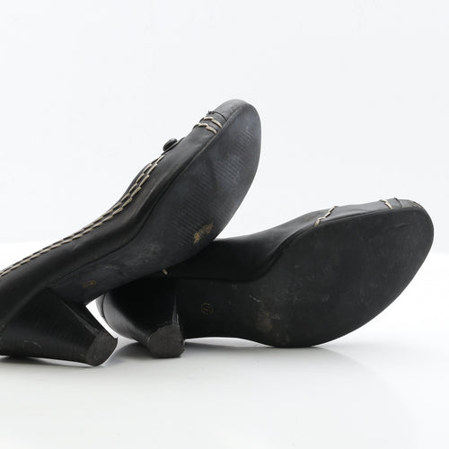 Debenhams Womens Black Leather Court Heel UK 7 EUR 40 - Wide Fit