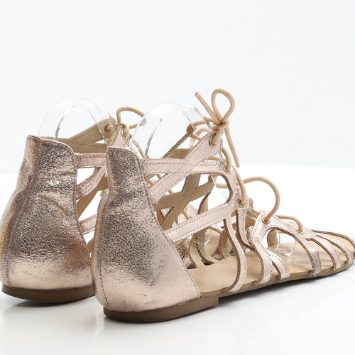 Pimkie Womens Gold Polyester Gladiator Sandal UK 7 EUR 40