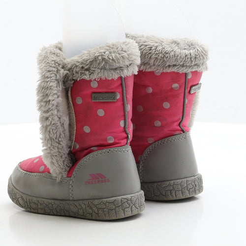 Trespass Girls Pink Polka Dot Polyester Snow Boot Boot UK 7 EUR 25