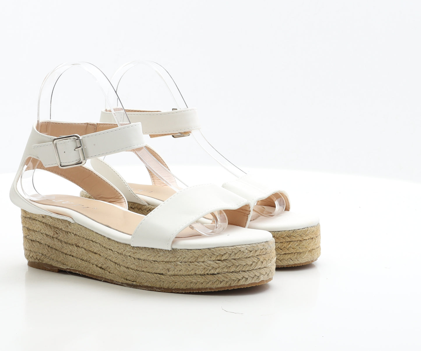 Juti Womens White Polyester Espadrille Sandal UK 6