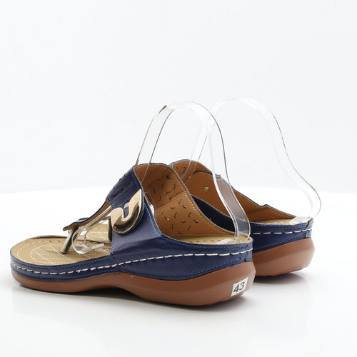 Preworn Womens Blue Faux Leather Thong Sandal UK 9 EUR 43