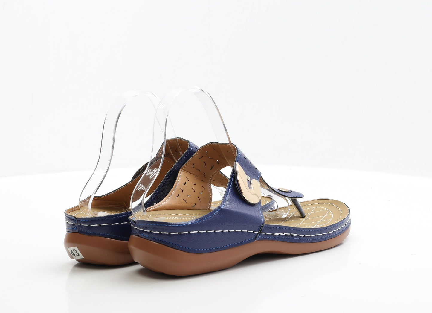 Preworn Womens Blue Faux Leather Thong Sandal UK 9 EUR 43