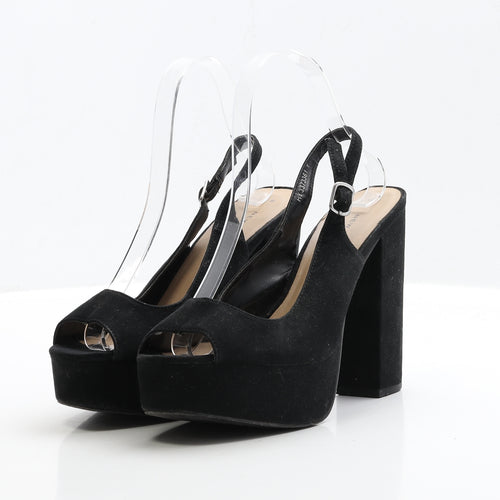 New Look Womens Black Faux Suede Platform Heel UK 5 EUR 38