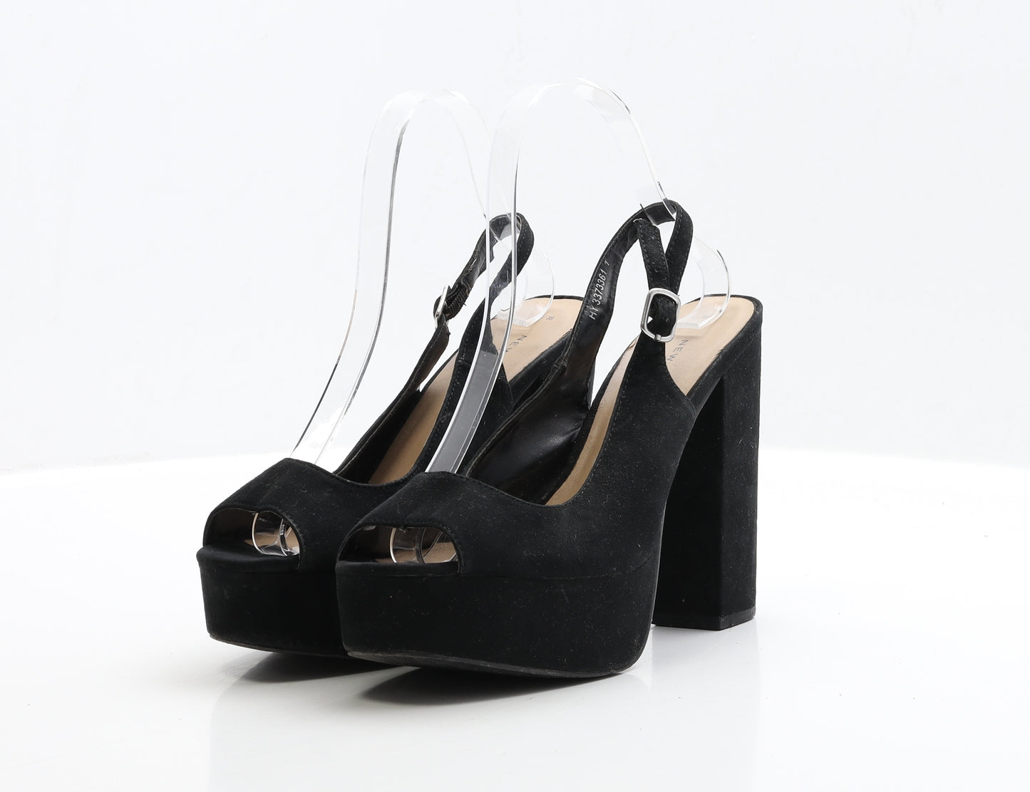 New Look Womens Black Faux Suede Platform Heel UK 5 EUR 38