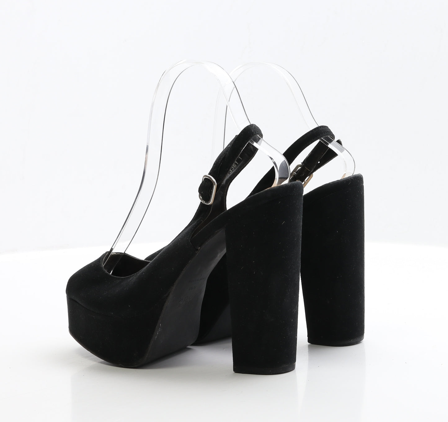 New Look Womens Black Faux Suede Platform Heel UK 5 EUR 38