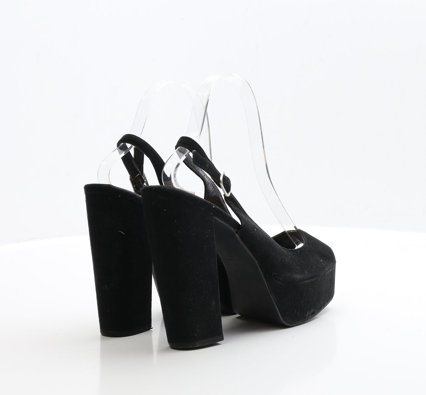 New Look Womens Black Faux Suede Platform Heel UK 5 EUR 38