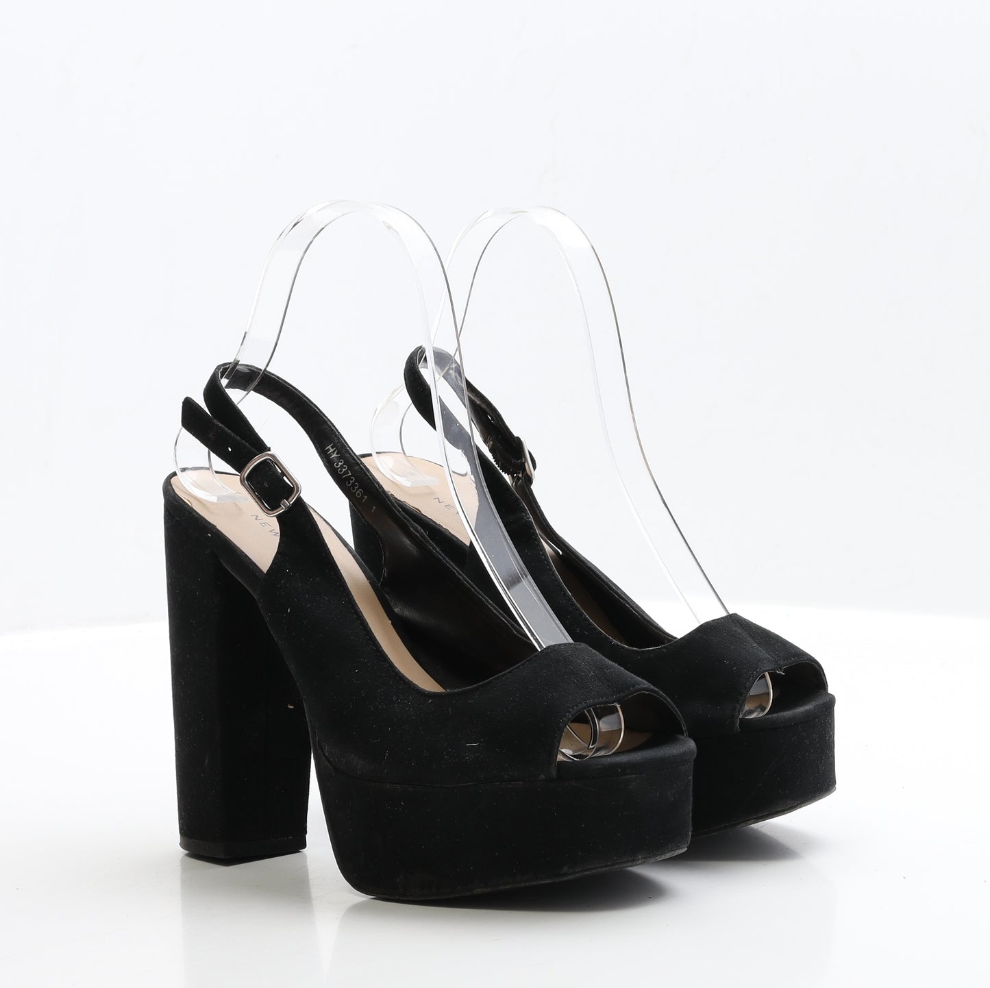 New Look Womens Black Faux Suede Platform Heel UK 5 EUR 38