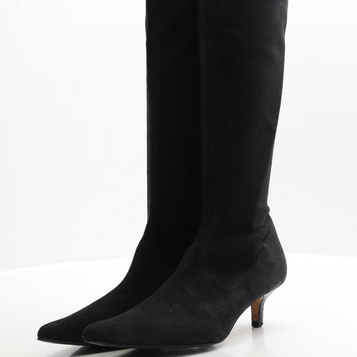 Preworn Womens Black Leather Bootie Boot UK 4 EUR 36