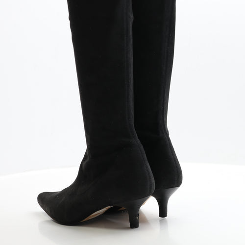 Preworn Womens Black Leather Bootie Boot UK 4 EUR 36