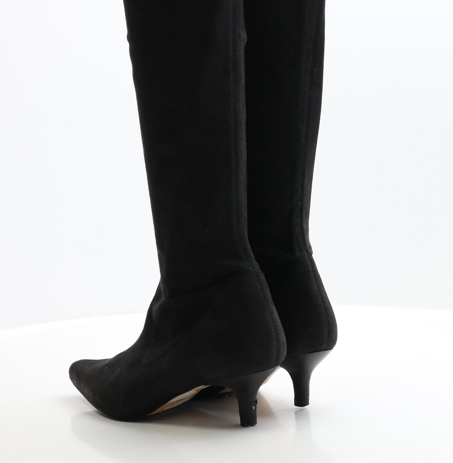 Preworn Womens Black Leather Bootie Boot UK 4 EUR 36