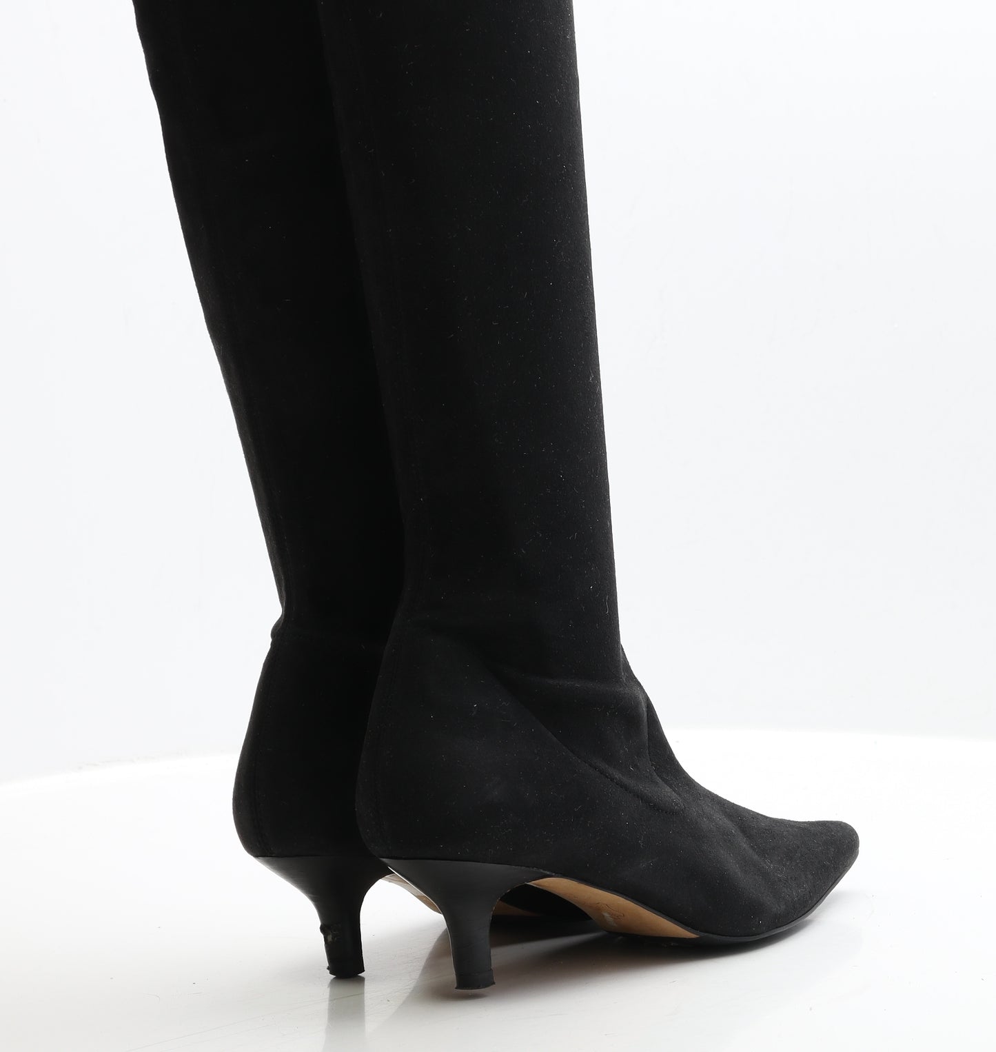 Preworn Womens Black Leather Bootie Boot UK 4 EUR 36
